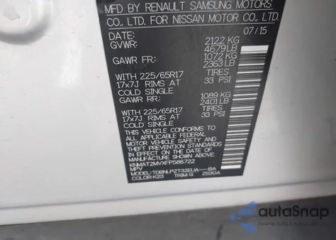 2015 Nissan Rogue S from USA, damaged, VIN KNMAT2MVXFP586722